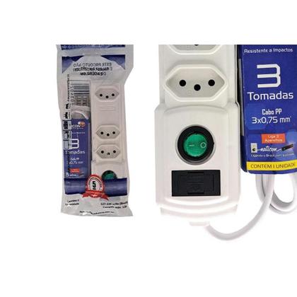 Imagem de Filtro Linha Naticon 3 Tomadas 2P+T Branco
