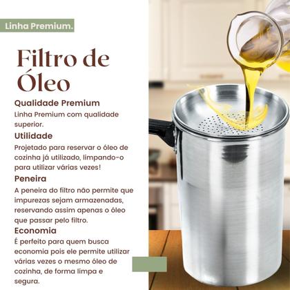 Imagem de Filtro Para Óleo de Cozinha 1,3 Litro com Peneira e Tampa