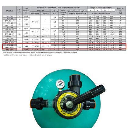 Imagem de Filtro para Piscina DFR-30 com Bomba 2,0 CV Monofásica DANCOR