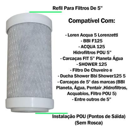 Imagem de Filtro Refil Carvão Compatível Hidrofiltros Pou 5 Carbon