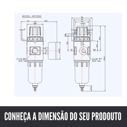 Imagem de Filtro Regulador Ar Compressor 1/4 Com Manometro E Suporte