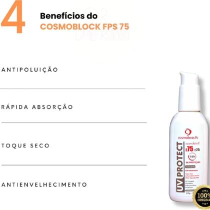 Imagem de Filtro Solar Cosmoblock Antipoluição Translúcido FPS75 100g