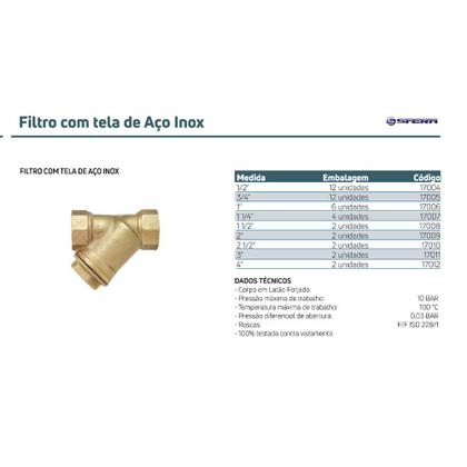 Imagem de Filtro Y Com Tela De Aço Inox 3 Pol Emmeti