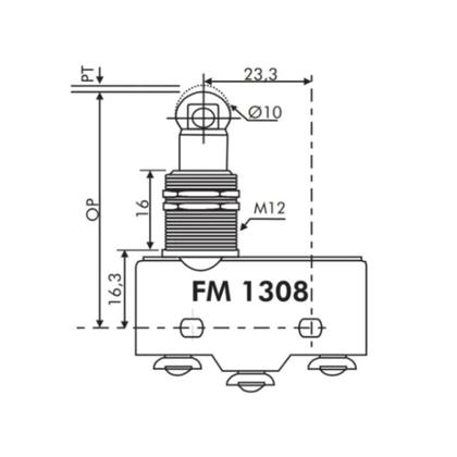 Imagem de Fim De Curso Miniatura Fm1308 Atuador Rolete 380VCA Metaltex