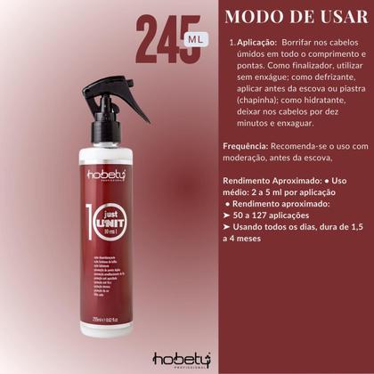 Imagem de Finalizador e Defrizante Just Unit 10 em 1 Hobety 255ml