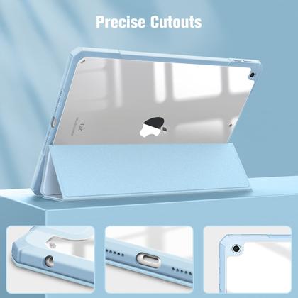 Imagem de Fintie Hybrid Slim Case para iPad 8ª Geração (2020) / 7ª Geração (2019) 10,2 Polegadas - Suporte de lápis embutido Capa à prova de choque com concha traseira transparente clara, auto wake/sleep, sky blue