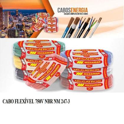 Imagem de Fio Cabinho cabo  Flexível 750v 2,5 mm 100M preto Megatron.