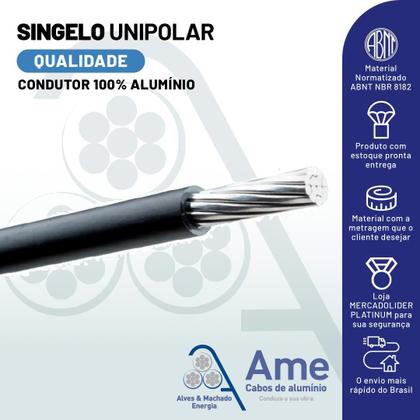 Imagem de Fio Cabo Alumínio Singelo 10mm 01 Via Encapada C/ 100 Metros