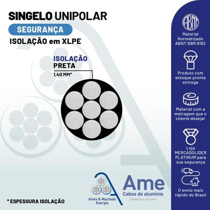 Imagem de Fio Cabo Alumínio Singelo 10mm 01 Via Encapada C/ 100 Metros