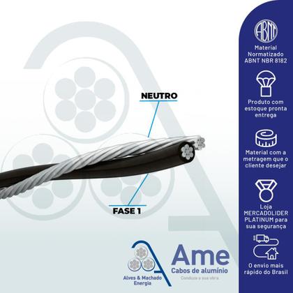 Imagem de Fio Cabo De Alumínio Multiplex - Duplex 10mm - Rolo Com 100 Metros