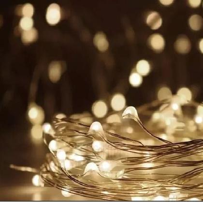 Imagem de Fio Cobre Usb Cordão Luz Fada - 10m 100 Leds Branco Quente