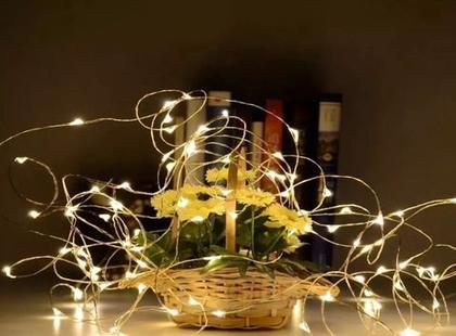 Imagem de Fio Cobre Usb Cordão Luz Fada - 10m 100 Leds Branco Quente