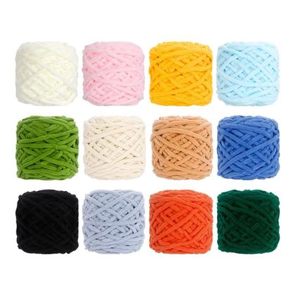 Imagem de Fio De Chenille Macio 2 Peças Veludo Espesso E Fofo Para Crochê Tricô Suéter Xale Cachecol