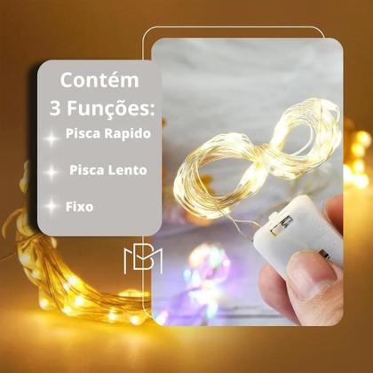 Imagem de Fio De Fada Led Cordão De Luz 2M Decoração 20 Leds Bateria