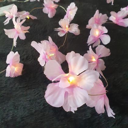 Imagem de Fio De Luz - Luz Fada Flores Cerejeira Lilás 50 Leds Pilha