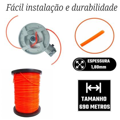 Imagem de Fio De Nylon 1,80Mm Redondo Para Roçadeira E Aparador 690Mts