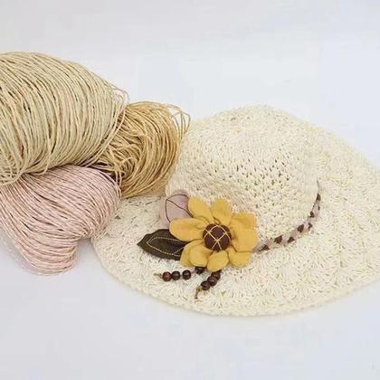 Imagem de Fio de Palha de Raffia 100g para Tricô, Crochê e Artesanato - Ideal para Chapéus e Bolsas de Verão