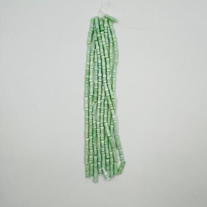 Imagem de Fio de Pedras 26x8mm 12un Canudo Verde Claro 30cm Artesanato