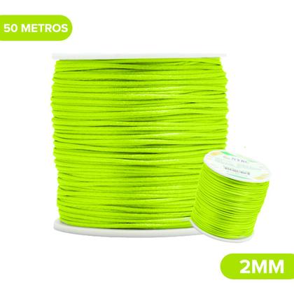 Imagem de Fio De Seda Verde Neon - Cordão Rabo De Rato 2mm - Nybc