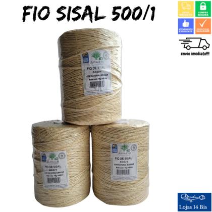 Imagem de Fio de Sisal 100% Natural sem Rasar 500/1 Rolo 1Kg com 500m APAEB