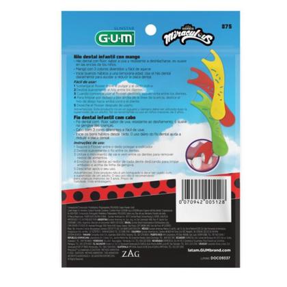 Imagem de Fio Dental Infantil Com Cabo Flosser Miraculous Gum 20 Unidades