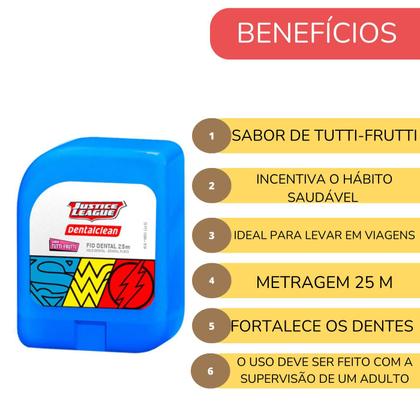Imagem de Fio Dental Infantil Liga da Justiça Tutti Frutti 25m