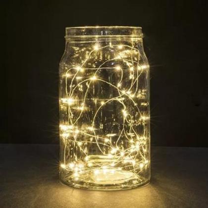 Imagem de Fio Fada Cobre Prata Com 30 LEDs Sem Fio 3 Funções Amarelo
