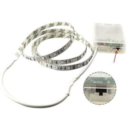 Imagem de fio fita led luz 2m 120 LEDs pilha autocolante COLORIDA