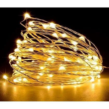Imagem de Fio Luz De Fada Decoração Luz com 50 Led Cordão 5 Metros QUENTE AMARELO para enfeites e decoração