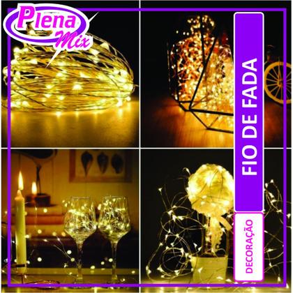 Imagem de Fio Luz De Fada Decoração Luz com 50 Led Cordão 5 Metros QUENTE AMARELO para enfeites e decoração