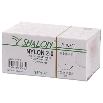 Imagem de Fio Nylon 2-0 Com Agulha Triangular de 2,0cm e 3/8 c/24 Shalon