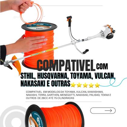 Imagem de Fio Nylon 2Kg 3Mm Roçadeira Quadrado Para Stihl Husqvarna