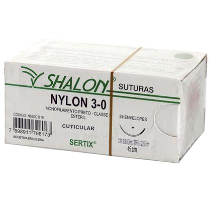 Imagem de Fio Nylon 3-0 Com Agulha Triangular de 2,0cm e 3/8 c/24 Shalon