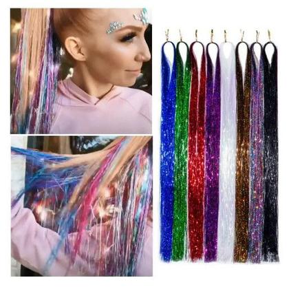 Imagem de Fios de Cabelo Coloridos Brilhosos Sintético Holográficos