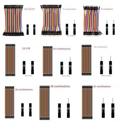 Imagem de Fios Jumper Dupont De 10cm, 20cm, 30cm, 40cm Macho Para Macho, Fêmea Para Macho, Fêmea Para Fêmea