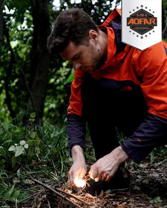 Imagem de Fire Starter AOFAR AF-381 Fire Steel 5 em 1 com bússola (pacote com 2)