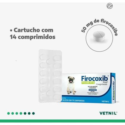 Imagem de Firocoxib Vetnil Anti-inflamatório Para Cães 50mg com 14 Comprimidos