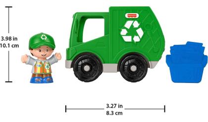 Imagem de Fisher-Price Little People Recycle Truck, veículo push-along com figura e acessório para crianças e crianças pré-escolares de 1 a 5 anos