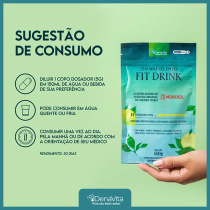 Imagem de Fit Drink Chá Solúvel Em Pó - Extrato de Laranja Moro + Hibisco + Erva Mate + Matchá + Chá Verde - Denavita