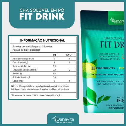 Imagem de Fit Drink Chá Solúvel Em Pó - Extrato de Laranja Moro + Hibisco + Erva Mate + Matchá + Chá Verde - Denavita
