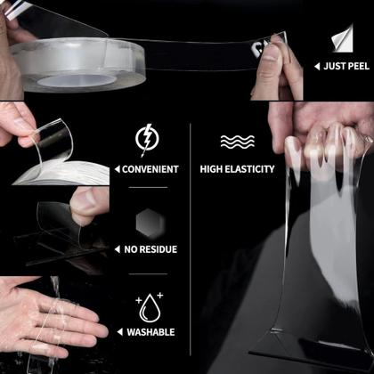 Imagem de Fita adesiva dupla face transparente  Opções de 3M/5M, adequada para várias superfícies lisas