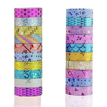 Imagem de Fita Adesiva Kit 5 Cores Glitter Washi Tape Decoração Scrap