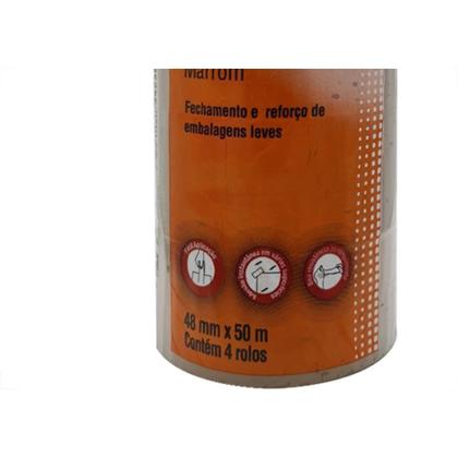 Imagem de Fita Adesiva P/Embalagem Marrom 3M 48 X 50 - Kit C/4 RL