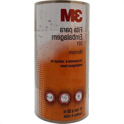 Imagem de Fita Adesiva P/Embalagem Marrom 3M 48 X 50 - Kit C/4 RL