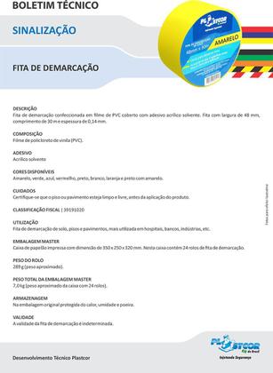 Imagem de Fita Adesiva para Demarcação e Sinalização de Solo 48mm x 30m Vermelha