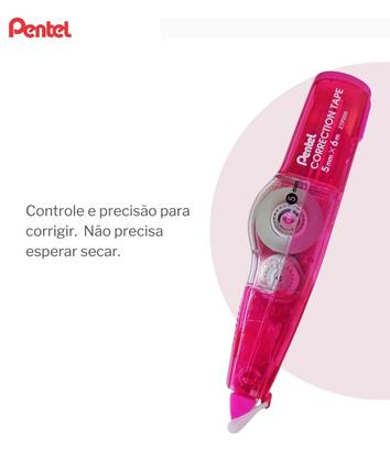 Imagem de Fita Adesiva Pentel Secagem Rápida Corretivo + Refil Cores Pink e Azul