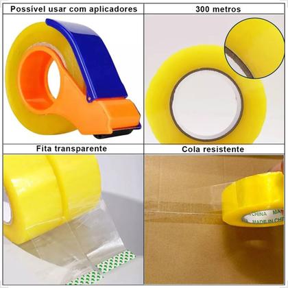 Imagem de Fita Adesiva Tranparente Larga Com Alta Resistencia Para Embalar Caixas Largura 40mm X 300 Metros
