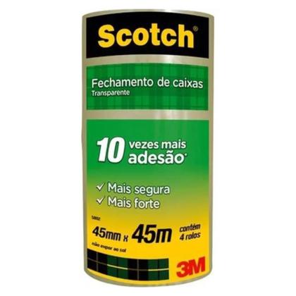 Imagem de Fita Adesiva Transparente 45mx45mm Scotch 3M - 4 Unidade