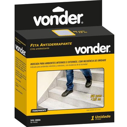 Imagem de Fita Antiderrapante 50mm X 15m Transparente Para Áreas Úmidas Vonder Excelente Qualidade e Original.