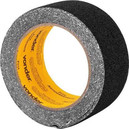 Imagem de Fita Antiderrapante 5m x 50mm Preta Area Interna Rampa Degrau Piso Escada Vonder